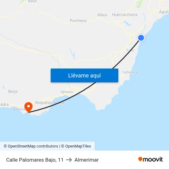Calle Palomares Bajo, 11 to Almerimar map