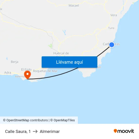 Calle Saura, 1 to Almerimar map
