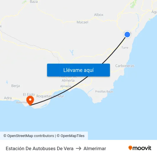 Estación De Autobuses De Vera to Almerimar map