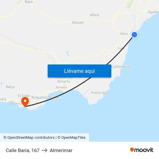 Calle Baria, 167 to Almerimar map