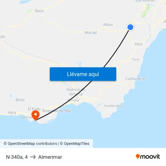N-340a, 4 to Almerimar map