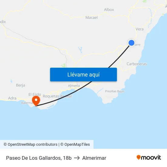 Paseo De Los Gallardos, 18b to Almerimar map