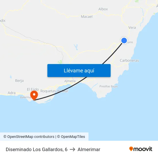 Diseminado Los Gallardos, 6 to Almerimar map