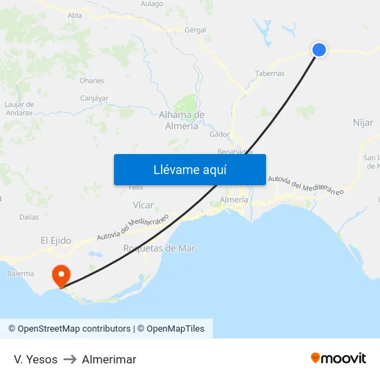 V. Yesos to Almerimar map