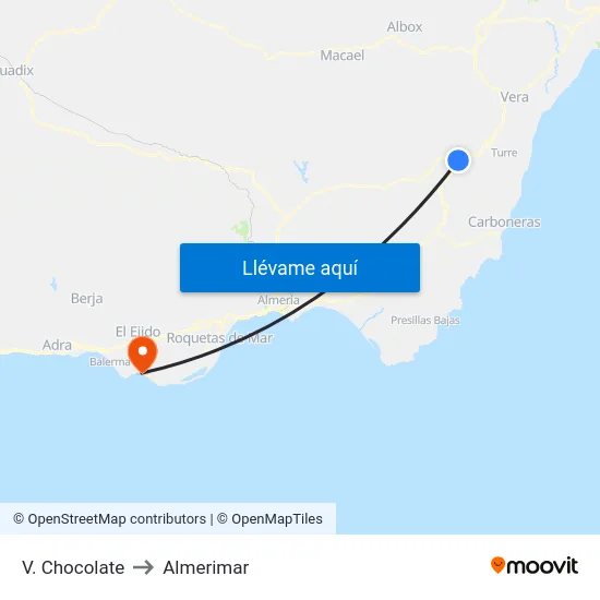 V. Chocolate to Almerimar map