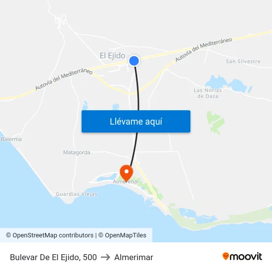 Bulevar De El Ejido, 500 to Almerimar map