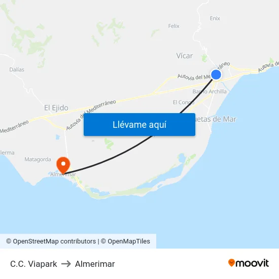 C.C. Viapark to Almerimar map