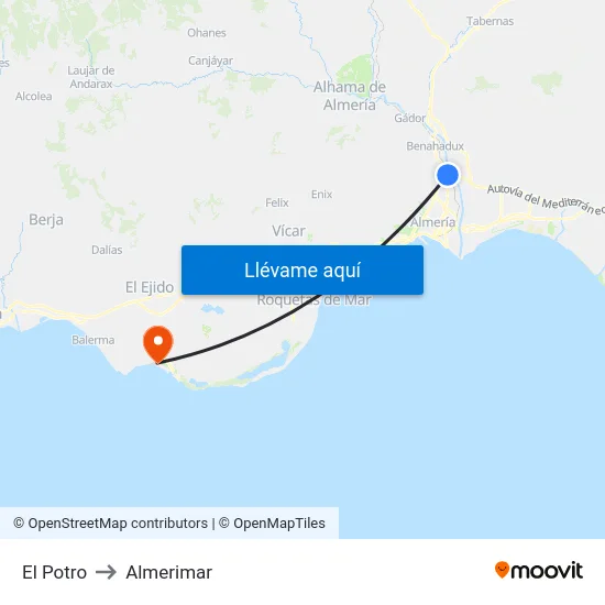 El Potro to Almerimar map
