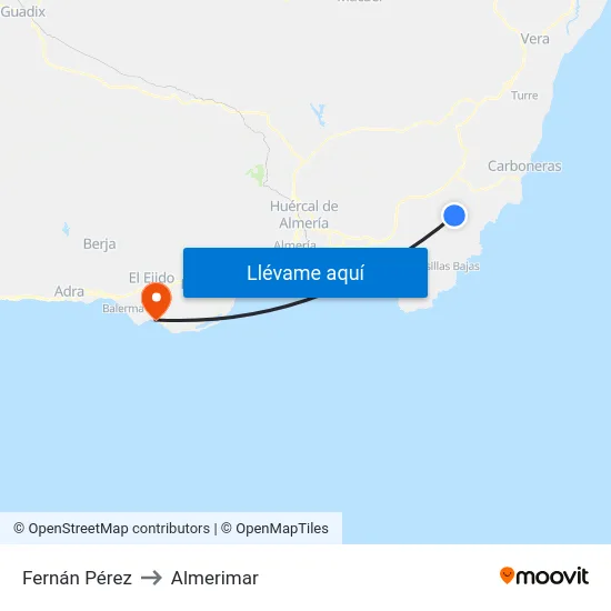 Fernán Pérez to Almerimar map