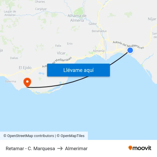 Retamar - C. Marquesa to Almerimar map