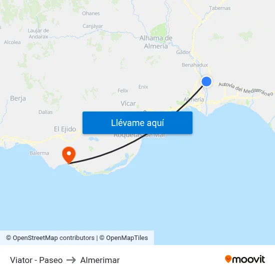 Viator - Paseo to Almerimar map