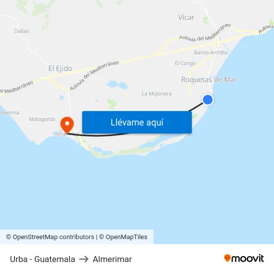 Urba - Guatemala to Almerimar map