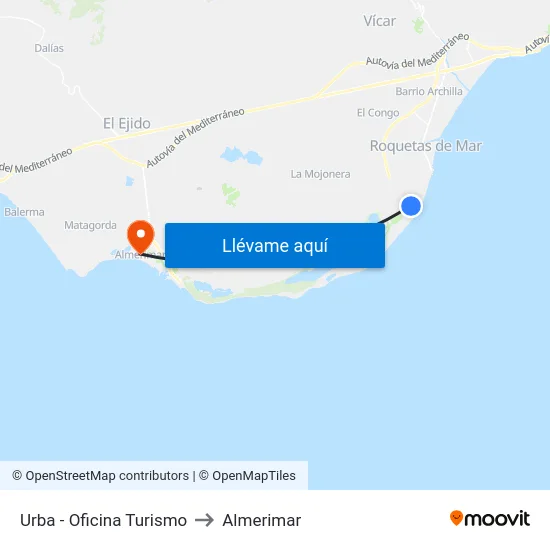 Urba - Oficina Turismo to Almerimar map