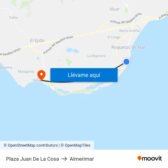 Plaza Juan De La Cosa to Almerimar map