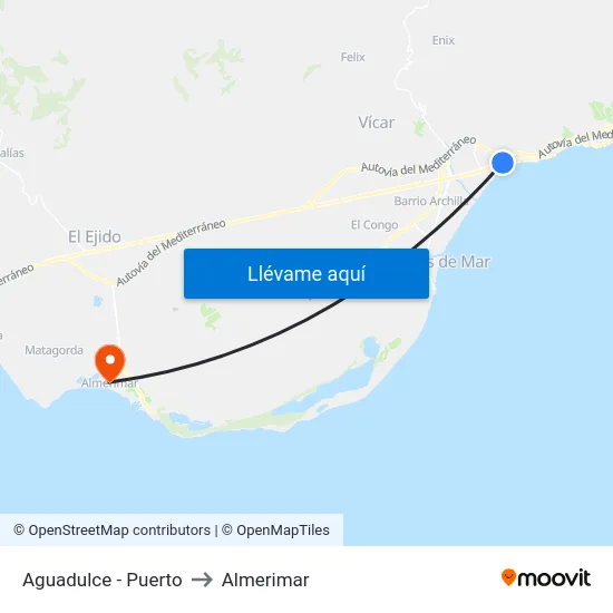 Aguadulce - Puerto to Almerimar map