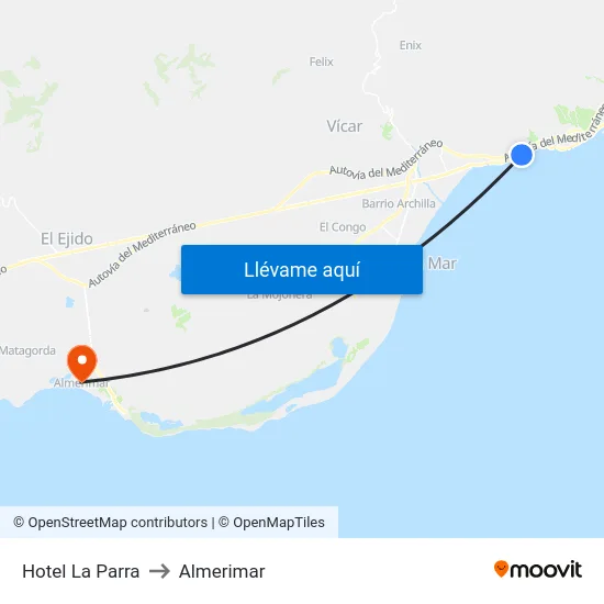 Hotel La Parra to Almerimar map