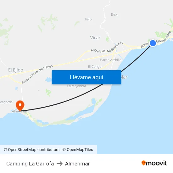Camping La Garrofa to Almerimar map