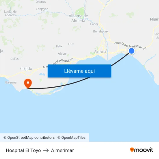 Hospital El Toyo to Almerimar map