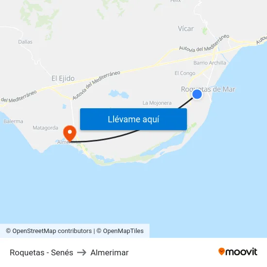 Roquetas - Senés to Almerimar map