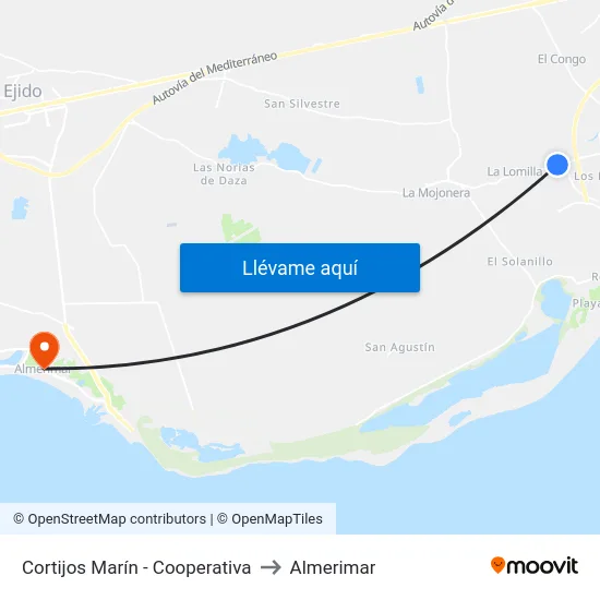 Cortijos Marín - Cooperativa to Almerimar map