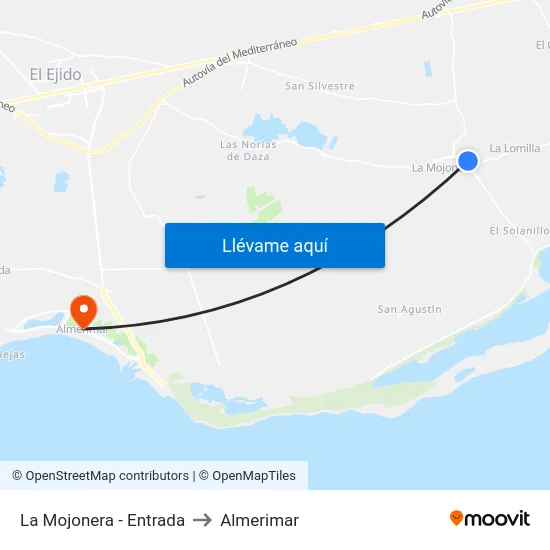 La Mojonera - Entrada to Almerimar map