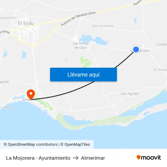 La Mojonera - Ayuntamiento to Almerimar map