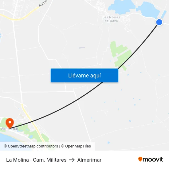 La Molina - Cam. Militares to Almerimar map