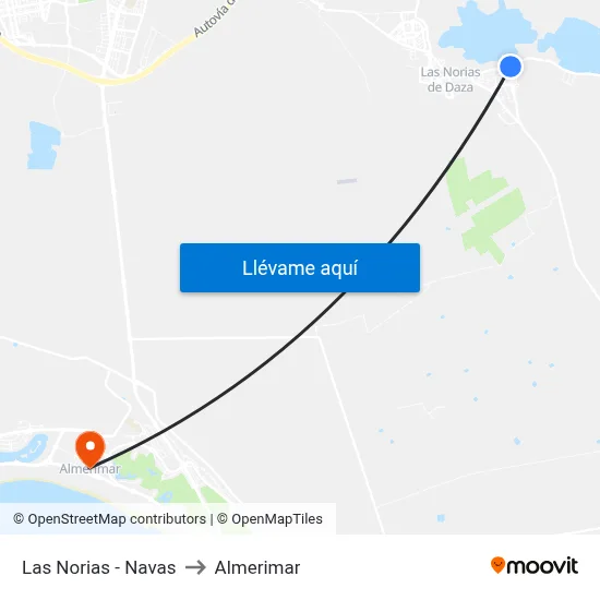 Las Norias - Navas to Almerimar map