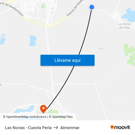 Las Norias - Cuesta Perla to Almerimar map