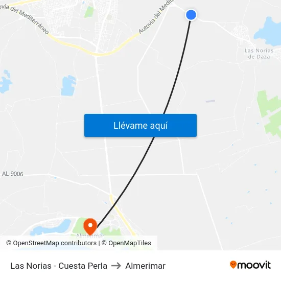 Las Norias - Cuesta Perla to Almerimar map