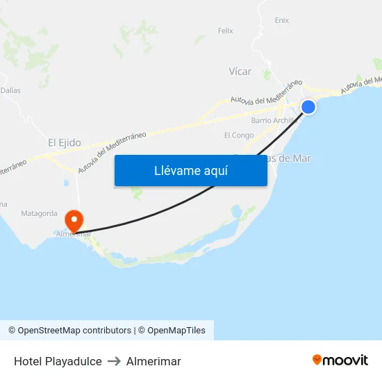 Hotel Playadulce to Almerimar map