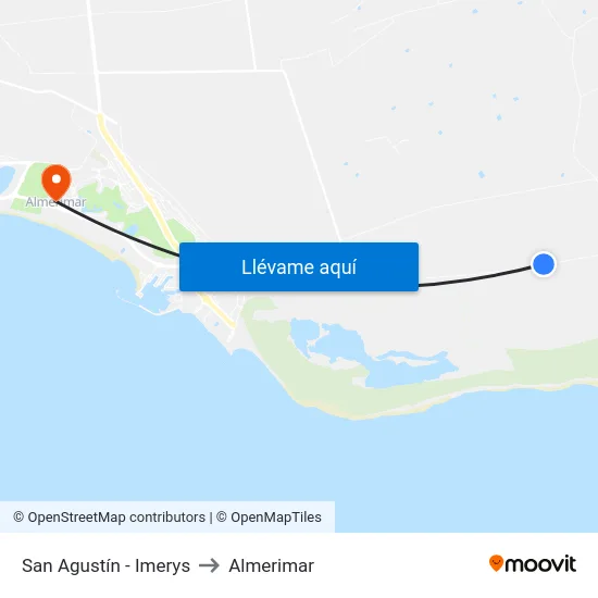San Agustín - Imerys to Almerimar map