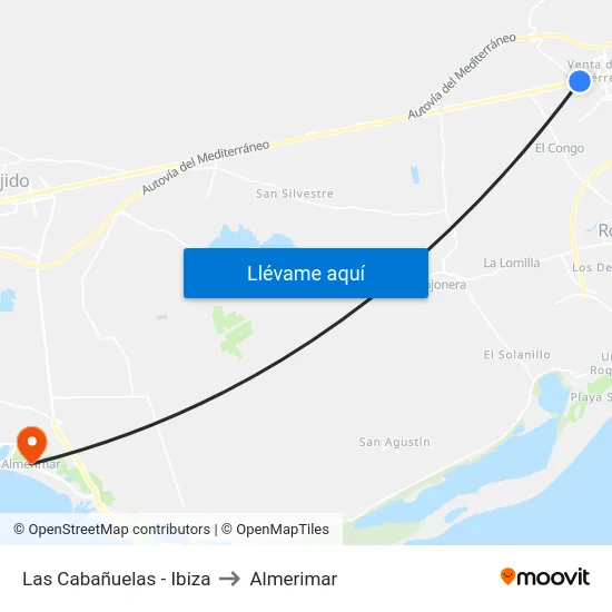 Las Cabañuelas - Ibiza to Almerimar map