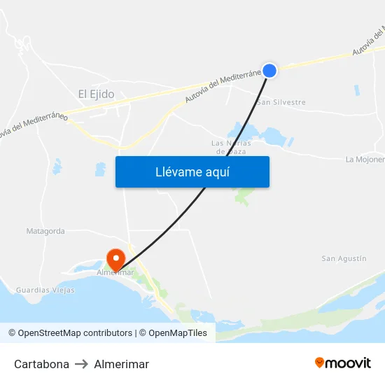 Cartabona to Almerimar map