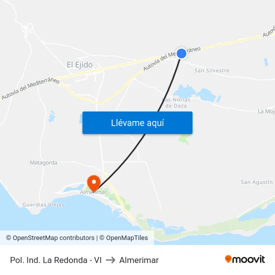 Pol. Ind. La Redonda - VI to Almerimar map