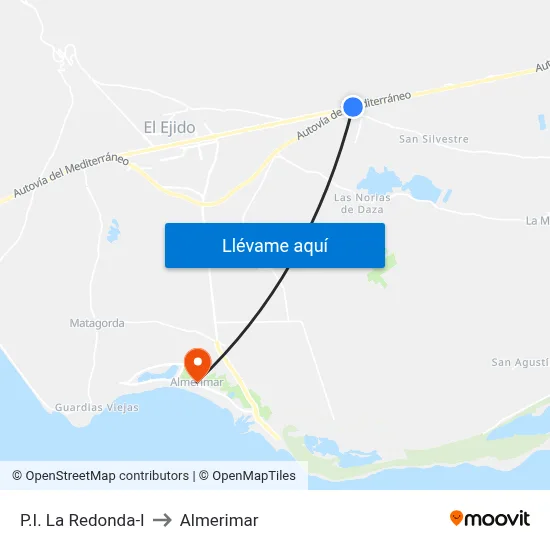 P.I. La Redonda-I to Almerimar map