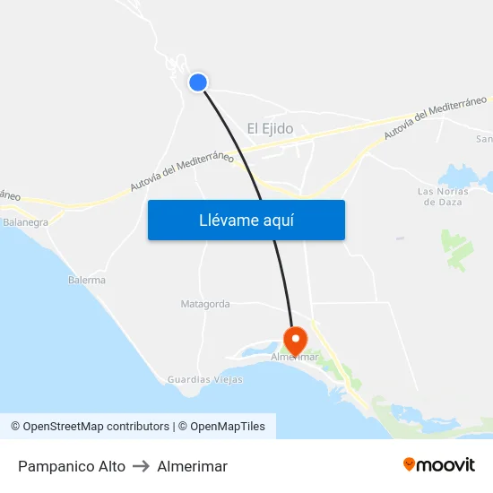 Pampanico Alto to Almerimar map