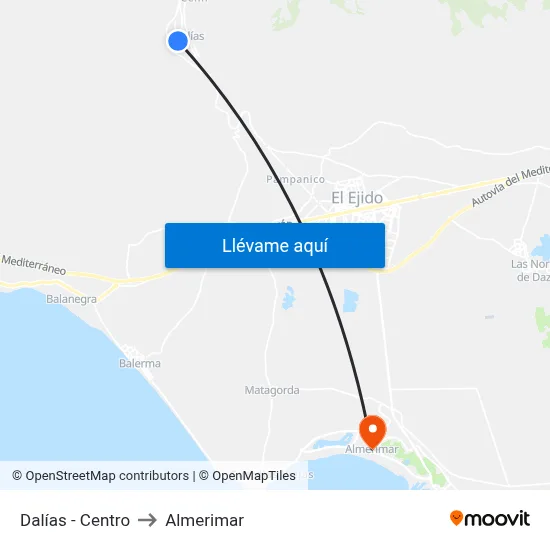 Dalías - Centro to Almerimar map