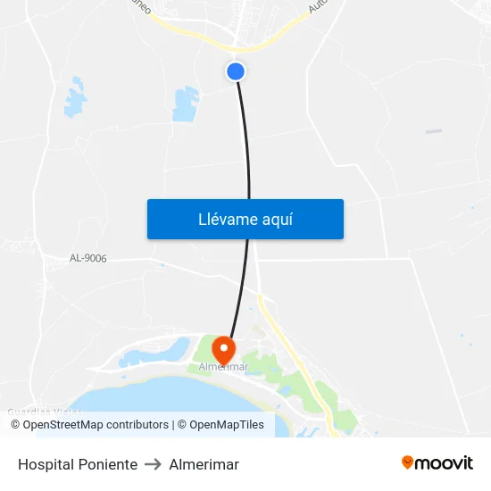 Hospital Poniente to Almerimar map