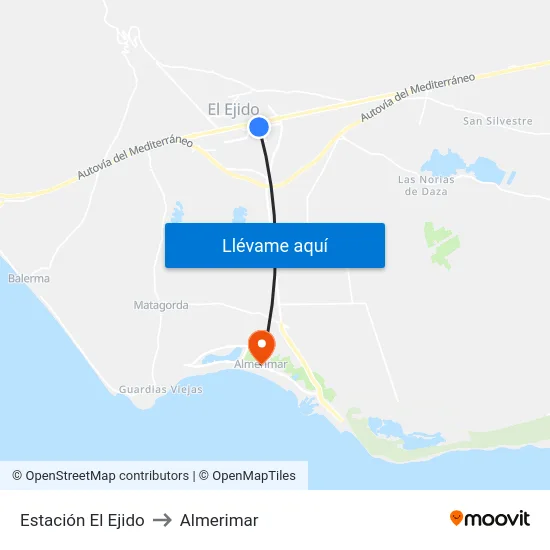 Estación El Ejido to Almerimar map