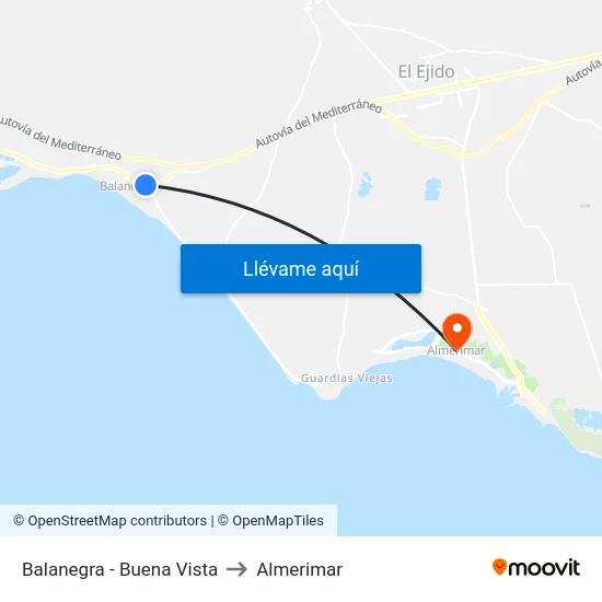 Balanegra - Buena Vista to Almerimar map