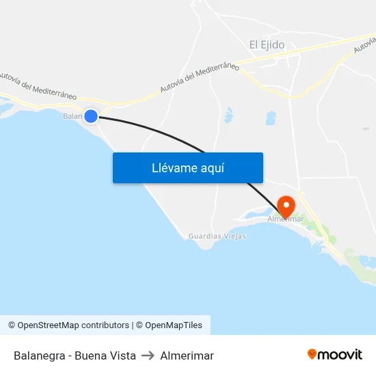 Balanegra - Buena Vista to Almerimar map