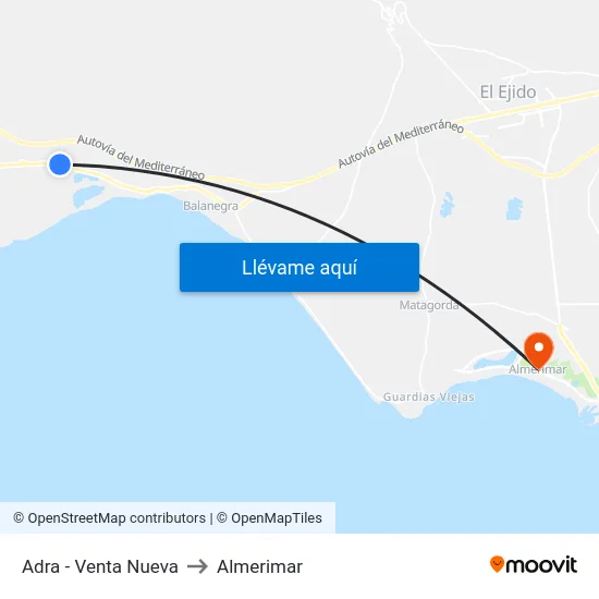 Adra - Venta Nueva to Almerimar map