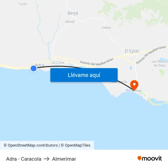 Adra - Caracola to Almerimar map