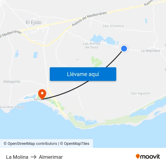 La Molina to Almerimar map