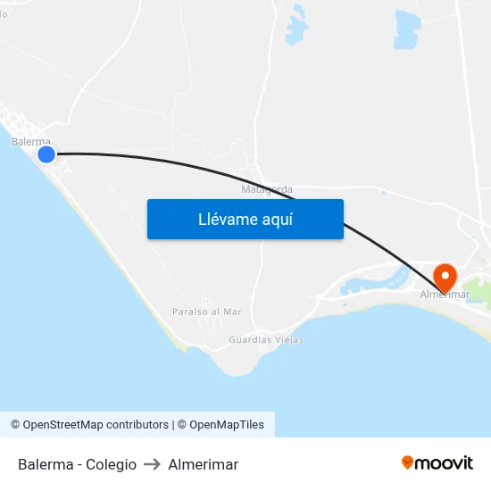 Balerma - Colegio to Almerimar map