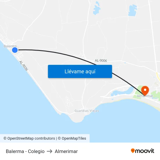 Balerma - Colegio to Almerimar map