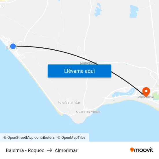 Balerma - Roqueo to Almerimar map