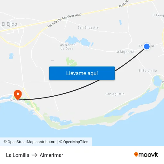 La Lomilla to Almerimar map
