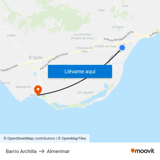 Barrio Archilla to Almerimar map